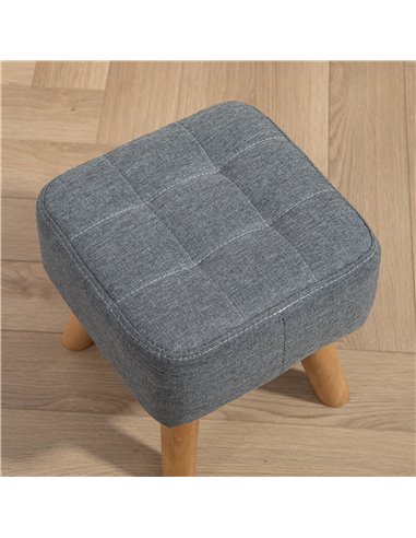 HOMCOM Modern Tufted Footstool, Fabric Foot Stool with Rubber Wood Legs, Padded Seat, for Living Room, Bedroom, Entryway, Grey 8