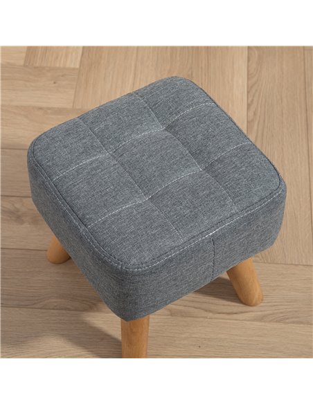 HOMCOM Modern Tufted Footstool, Fabric Foot Stool with Rubber Wood Legs, Padded Seat, for Living Room, Bedroom, Entryway, Grey 8 - pic 112011 | FastDaddyshop