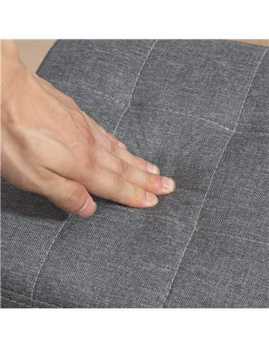 HOMCOM Modern Tufted Footstool, Fabric Foot Stool with Rubber Wood Legs, Padded Seat, for Living Room, Bedroom, Entryway, Grey 8