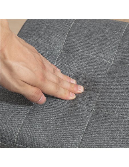 HOMCOM Modern Tufted Footstool, Fabric Foot Stool with Rubber Wood Legs, Padded Seat, for Living Room, Bedroom, Entryway, Grey 8 - pic 112012 | FastDaddyshop
