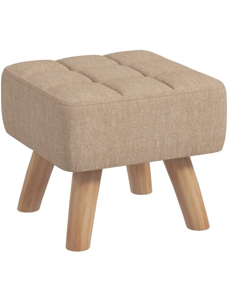 HOMCOM Modern Tufted Footstool, Fabric Foot Stool with Rubber Wood Legs, Padded Seat, for Living Room, Bedroom, Entryway, Light  - pic 112013 | FastDaddyshop