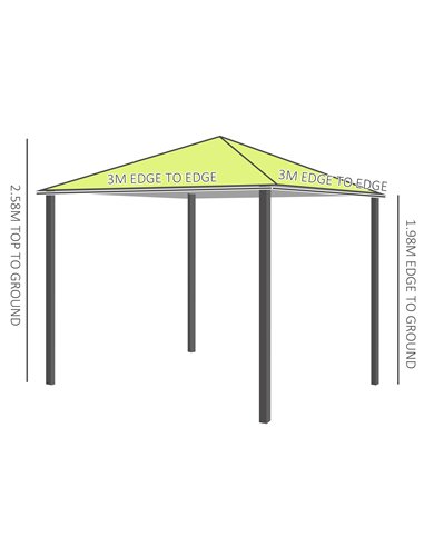 Outsunny 3m x3m Garden Metal Gazebo-Lemon Green