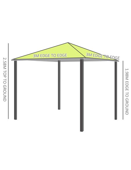 Outsunny 3m x3m Garden Metal Gazebo-Lemon Green - pic 11202 | FastDaddyshop