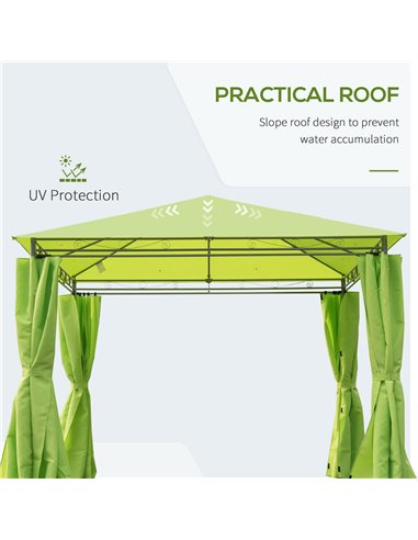 Outsunny 3m x3m Garden Metal Gazebo-Lemon Green