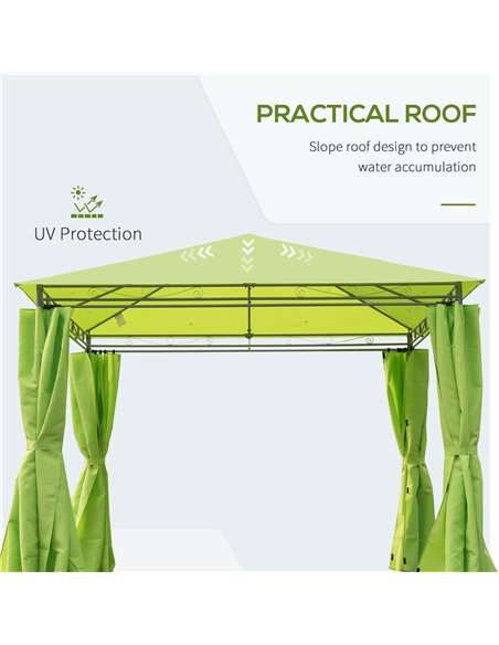 Outsunny 3m x3m Garden Metal Gazebo-Lemon Green - pic 11204 | FastDaddyshop
