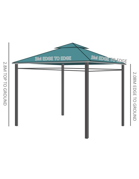Outsunny 3(m) x 3(m) Metal Garden Gazebo Marquee Party Tent Patio Canopy Pavilion + Sidewalls - Green - pic 11210 | FastDaddyshop