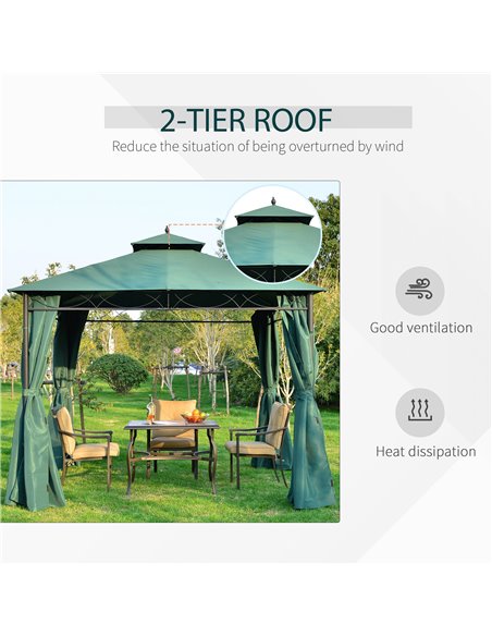 Outsunny 3(m) x 3(m) Metal Garden Gazebo Marquee Party Tent Patio Canopy Pavilion + Sidewalls - Green - pic 11212 | FastDaddyshop
