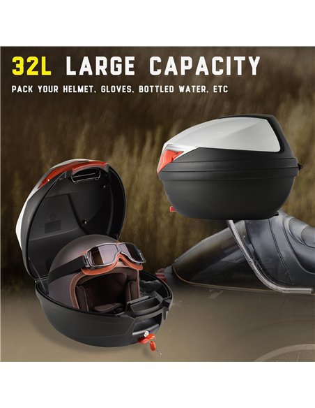 HOMCOM 32L Motorcycle Tail box Helmet Top Case Motorbike Luggage Storage Trunk Carrier Mount Rack AA0-060 - pic 112142 | FastDaddyshop