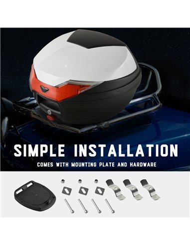 HOMCOM 32L Motorcycle Tail box Helmet Top Case Motorbike Luggage Storage Trunk Carrier Mount Rack AA0-060