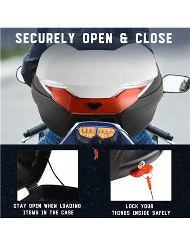 HOMCOM 32L Motorcycle Tail box Helmet Top Case Motorbike Luggage Storage Trunk Carrier Mount Rack AA0-060