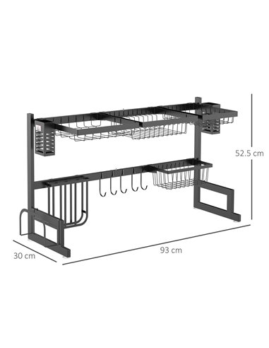 HOMCOM 93cm Modular Over-Sink Drying Rack 801-287V00BK