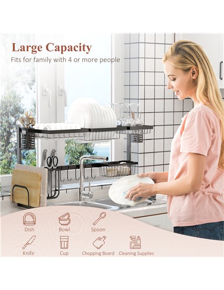 HOMCOM 93cm Modular Over-Sink Drying Rack 801-287V00BK - pic 112178 | FastDaddyshop