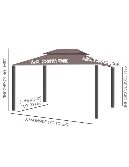 Outsunny 3 x 4m Aluminium Alloy Gazebo Marquee Canopy Pavilion Patio Garden Party Tent Shelter with Nets and Sidewalls - Coffee - pic 11218 | FastDaddyshop