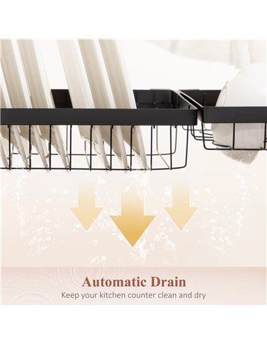HOMCOM 93cm Modular Over-Sink Drying Rack 801-287V00BK