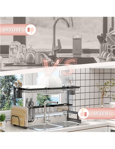 HOMCOM 93cm Modular Over-Sink Drying Rack 801-287V00BK
