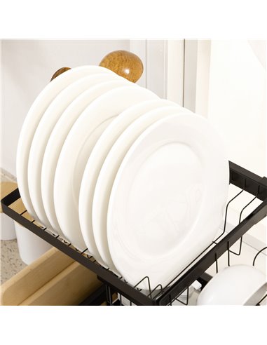 HOMCOM 93cm Modular Over-Sink Drying Rack 801-287V00BK