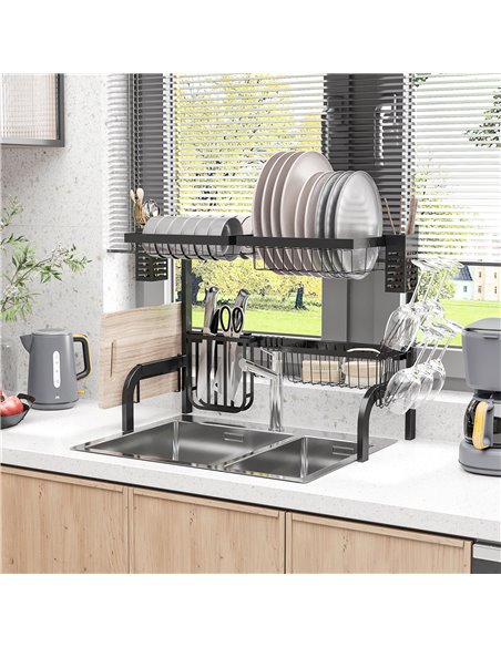 HOMCOM 65cm Modular Over-Sink Drying Rack 801-285V00BK - pic 112185 | FastDaddyshop