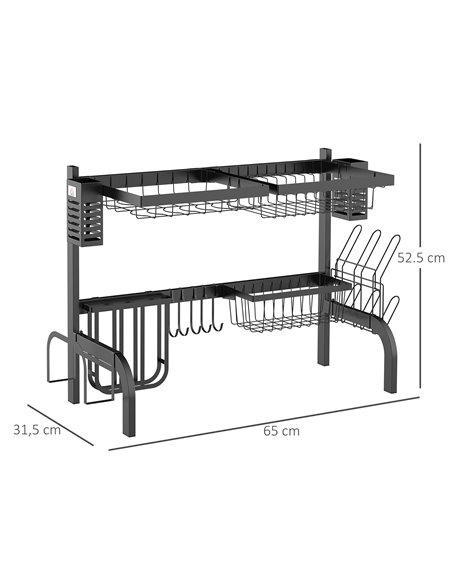 HOMCOM 65cm Modular Over-Sink Drying Rack 801-285V00BK - pic 112186 | FastDaddyshop