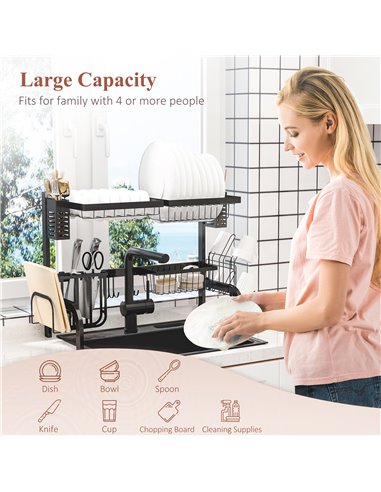 HOMCOM 65cm Modular Over-Sink Drying Rack 801-285V00BK