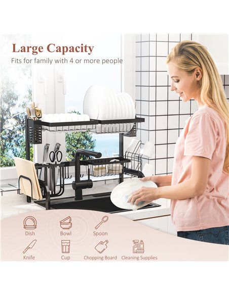HOMCOM 65cm Modular Over-Sink Drying Rack 801-285V00BK - pic 112187 | FastDaddyshop