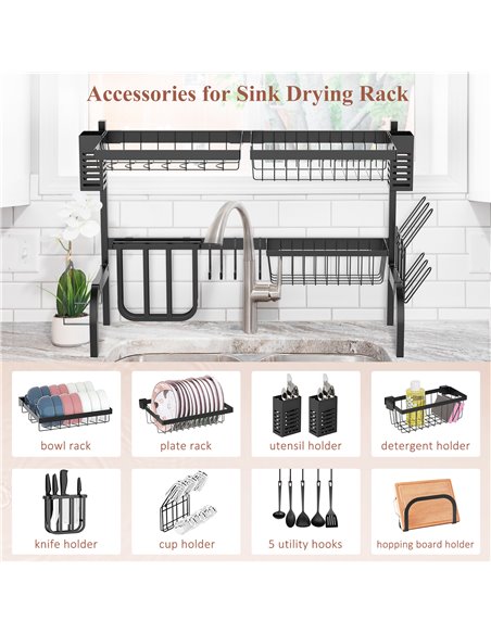 HOMCOM 65cm Modular Over-Sink Drying Rack 801-285V00BK - pic 112188 | FastDaddyshop