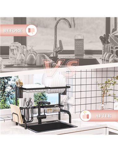 HOMCOM 65cm Modular Over-Sink Drying Rack 801-285V00BK