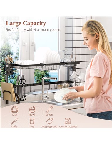HOMCOM 100cm Modular Over-Sink Drying Rack 801-288V00BK