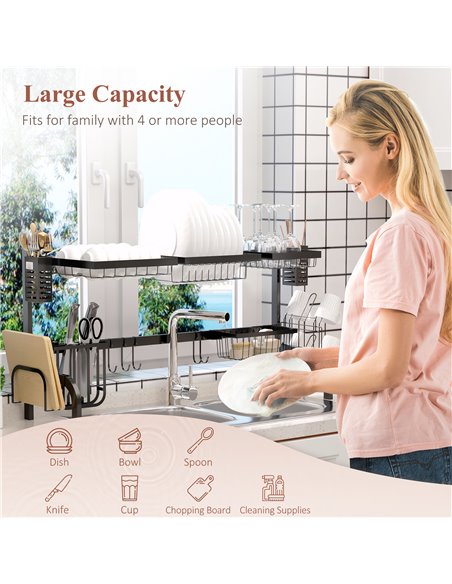 HOMCOM 100cm Modular Over-Sink Drying Rack 801-288V00BK - pic 112196 | FastDaddyshop