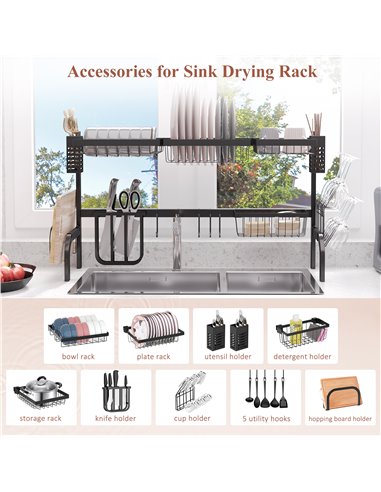 HOMCOM 100cm Modular Over-Sink Drying Rack 801-288V00BK
