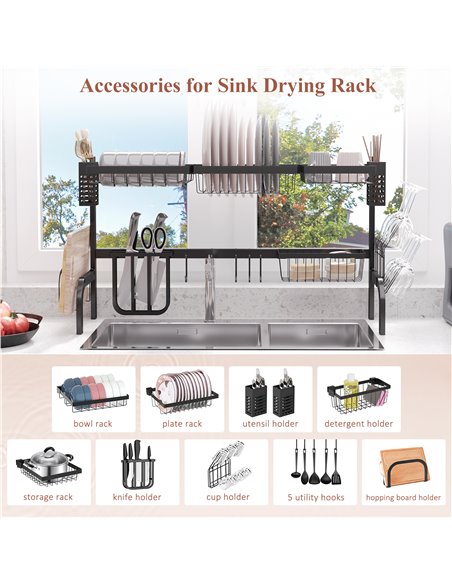 HOMCOM 100cm Modular Over-Sink Drying Rack 801-288V00BK - pic 112197 | FastDaddyshop