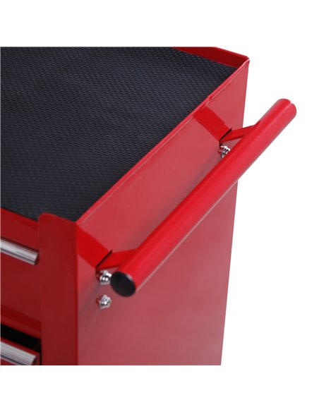 HOMCOM 5 Drawer Tool Chest on Wheels, Lockable Steel Tool Trolley with Side Handle for Workshop, Garage, Red E2-0004 - pic 112208 | FastDaddyshop