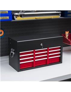 HOMCOM Steel Six Drawer Tool Storage Carry Chest, with Lock and Keys - Red B20-107V00MX 2