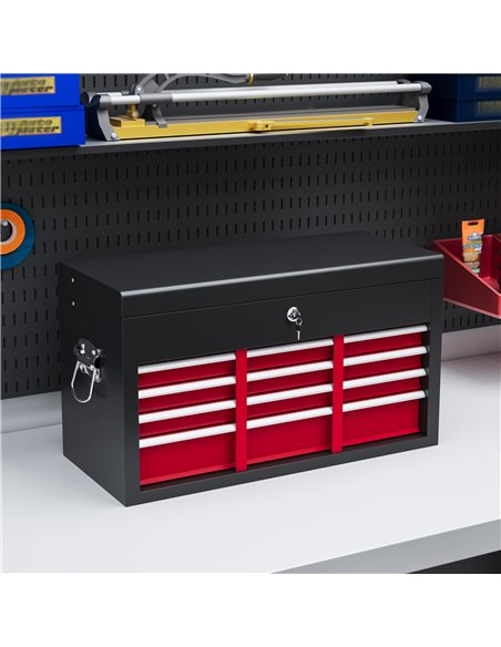 HOMCOM Steel Six Drawer Tool Storage Carry Chest, with Lock and Keys - Red B20-107V00MX - pic 112212 | FastDaddyshop