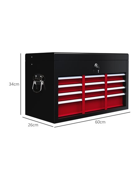 HOMCOM Steel Six Drawer Tool Storage Carry Chest, with Lock and Keys - Red B20-107V00MX - pic 112213 | FastDaddyshop