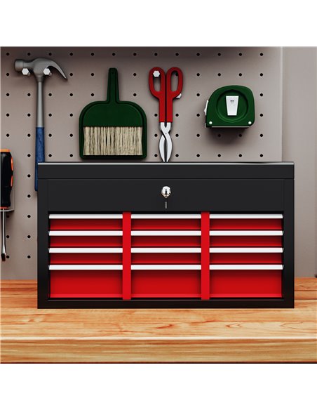 HOMCOM Steel Six Drawer Tool Storage Carry Chest, with Lock and Keys - Red B20-107V00MX - pic 112217 | FastDaddyshop