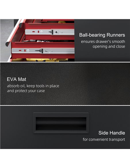 HOMCOM Two-Part Tool Storage Chest on Wheels - Black/Red B20-105V00MX - pic 112235 | FastDaddyshop