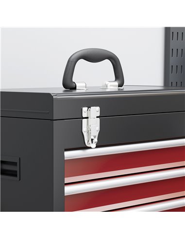 HOMCOM Two-Part Tool Storage Chest on Wheels - Black/Red B20-105V00MX