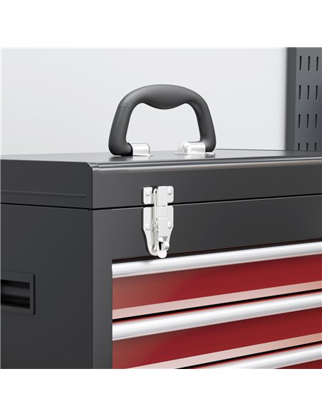 HOMCOM Two-Part Tool Storage Chest on Wheels - Black/Red B20-105V00MX - pic 112237 | FastDaddyshop