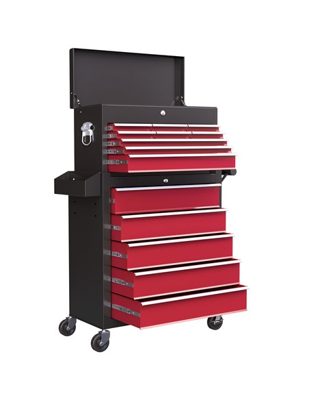 HOMCOM 19 Drawer, Two-Part Tool Storage Chest on Wheels - Red B20-108V00RD - pic 112247 | FastDaddyshop
