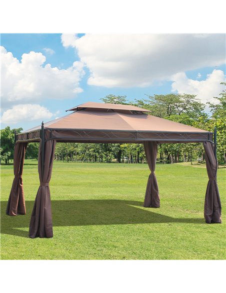 Outsunny 3 x 4m Garden Metal Gazebo Marquee Patio Party Tent Canopy Shelter with Sidewalls Pavilion New - pic 11225 | FastDaddyshop