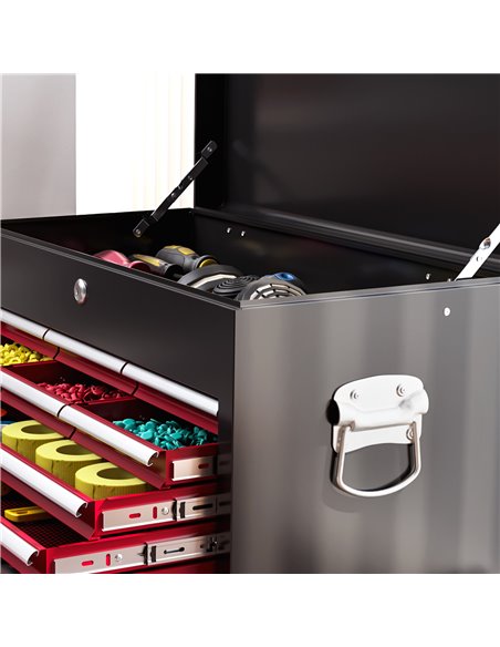 HOMCOM 19 Drawer, Two-Part Tool Storage Chest on Wheels - Red B20-108V00RD - pic 112255 | FastDaddyshop