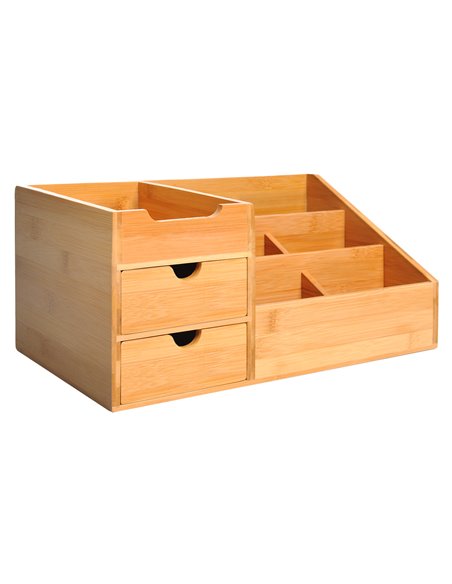 HOMCOM Organiser Holder Multi-Function Storage Caddy Drawers Home Office Stationary Supplies 7 Storage Compartments and 2 Drawer - pic 112256 | FastDaddyshop