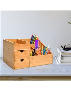 HOMCOM Organiser Holder Multi-Function Storage Caddy Drawers Home Office Stationary Supplies 7 Storage Compartments and 2 Drawer 2