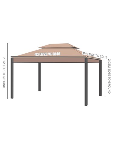 Outsunny 3 x 4m Garden Metal Gazebo Marquee Patio Party Tent Canopy Shelter with Sidewalls Pavilion New