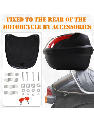 HOMCOM 48L Motorcycle Trunk Travel Luggage Storage Box Accessory Modern Tough Style - Black AA0-077