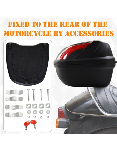 HOMCOM 48L Motorcycle Trunk Travel Luggage Storage Box Accessory Modern Tough Style - Black AA0-077 - pic 112277 | FastDaddyshop