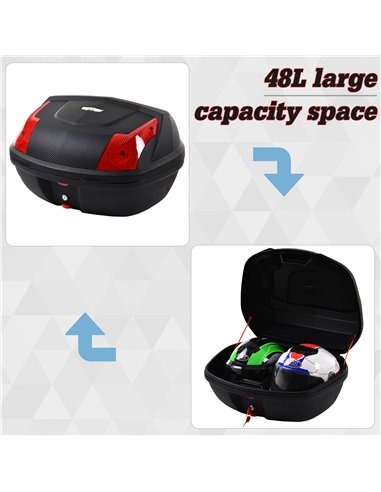 HOMCOM 48L Motorcycle Trunk Travel Luggage Storage Box Accessory Modern Tough Style - Black AA0-077
