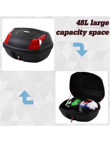 HOMCOM 48L Motorcycle Trunk Travel Luggage Storage Box Accessory Modern Tough Style - Black AA0-077 - pic 112278 | FastDaddyshop