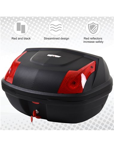 HOMCOM 48L Motorcycle Trunk Travel Luggage Storage Box Accessory Modern Tough Style - Black AA0-077