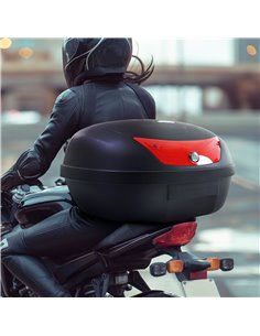 HOMCOM 48L Motorcycle Trunk Travel Luggage Storage Box Motorbike Accessory Large Storage Space For 2 Half Helmet - Black AA0-075 2